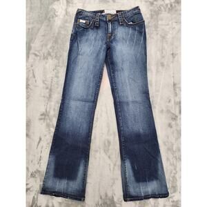 Vintage Y2K Baby Phat Low Rise Flare Leg Denim Jeans Size 9 Faded Dark Wash